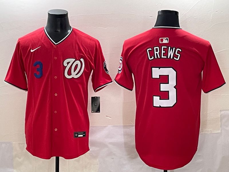Men 2025 Washington Nationals #3 Crews Red Game Nike MLB Jersey style 3->washington nationals->MLB Jersey